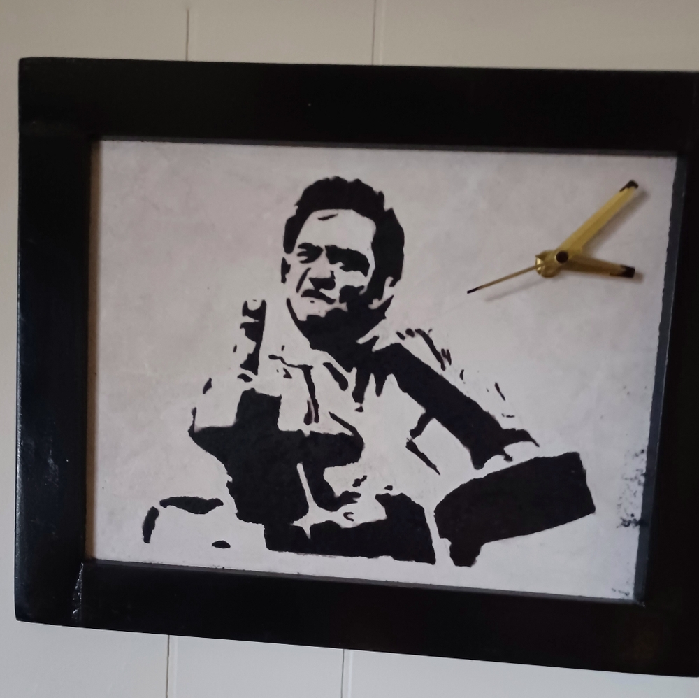Johnny Cash handmade ceramic wall clock awesome